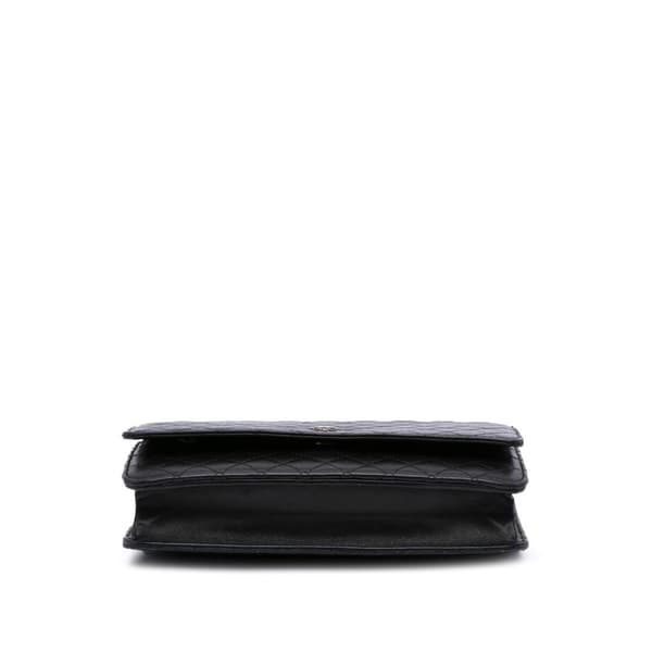 Pre-owned Chanel CC Quilted Lambskin Wallet On Chain Black