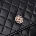 Miniatyrbild 7 av 9: Pre-owned Chanel CC Quilted Lambskin Wallet On Chain Black