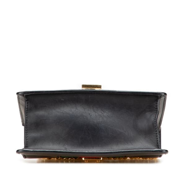 Pre-owned Gucci Mini Sylvie Leather Chain Crossbody Bag Black