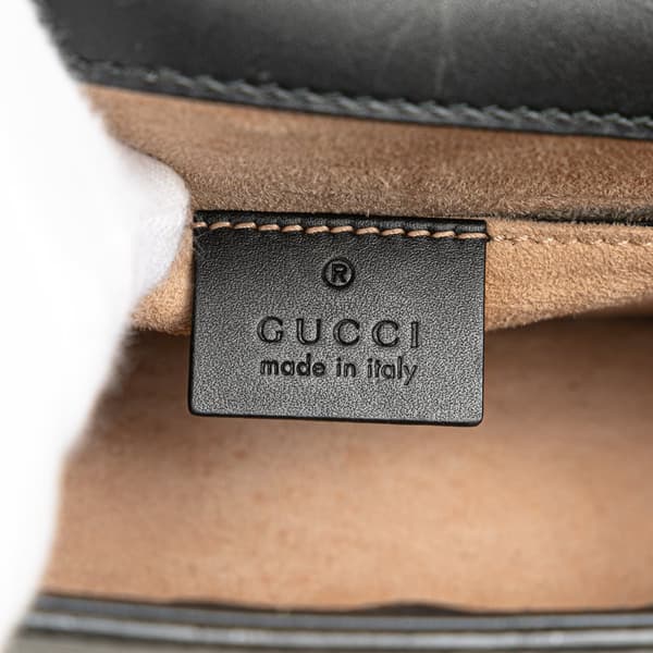 Pre-owned Gucci Mini Sylvie Leather Chain Crossbody Bag Black