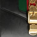 Miniatyrbilde 7 av 10: Pre-owned Gucci Mini Sylvie Leather Chain Crossbody Bag Black