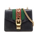 Miniatyrbilde 1 av 10: Pre-owned Gucci Mini Sylvie Leather Chain Crossbody Bag Black