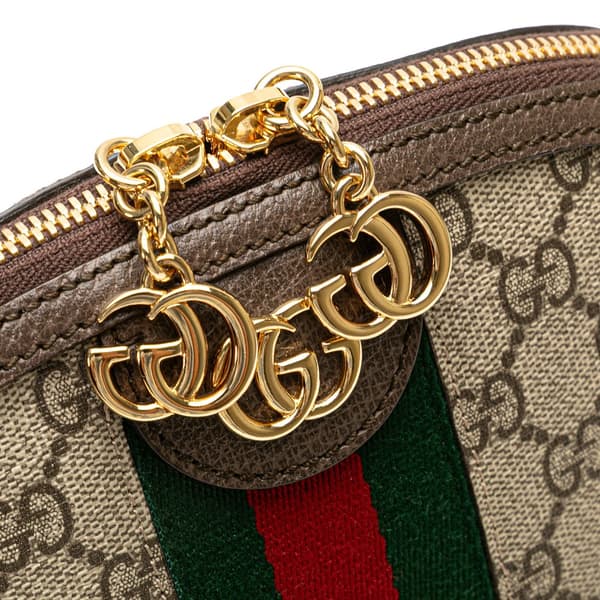 Pre-owned Gucci Small GG Supreme Ophidia Dome Crossbody Brown