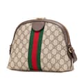 Miniatyrbild 2 av 10: Pre-owned Gucci Small GG Supreme Ophidia Dome Crossbody Brown