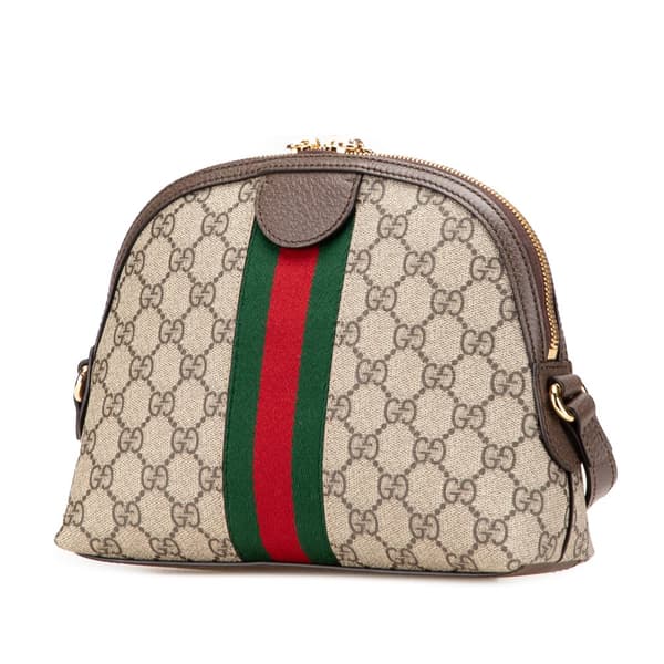 Pre-owned Gucci Small GG Supreme Ophidia Dome Crossbody Brown