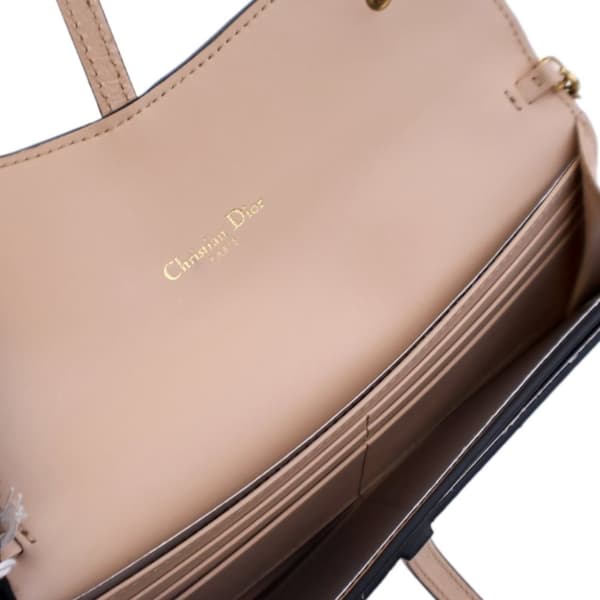 Pre-owned Dior Goatskin Saddle Wallet on Chain Pink