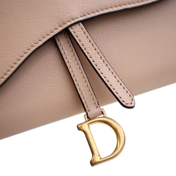 Pre-owned Dior Goatskin Saddle Wallet on Chain Pink