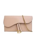 Miniatyrbilde 1 av 10: Pre-owned Dior Goatskin Saddle Wallet on Chain Pink