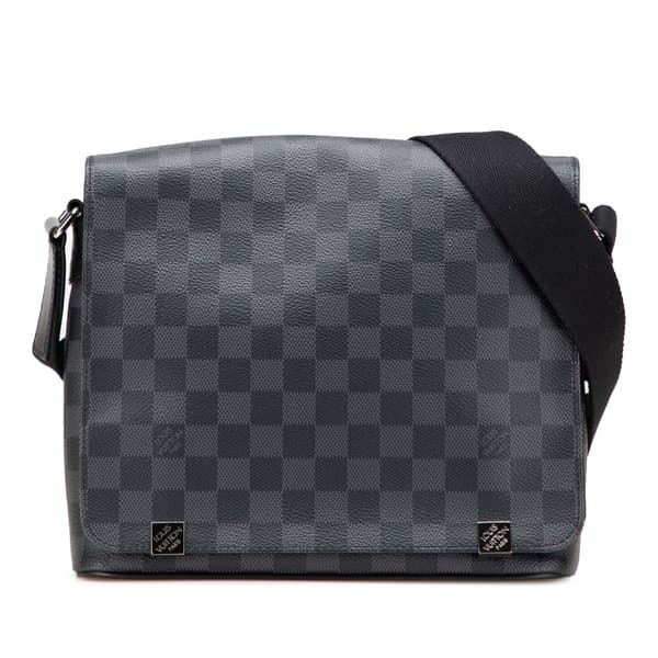Pre-owned Louis Vuitton Damier Graphite District PM Black