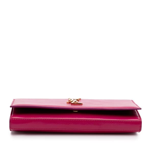 Pre-owned Saint Laurent Patent Monogram Kate Wallet on Chain Pink
