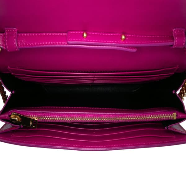 Pre-owned Saint Laurent Patent Monogram Kate Wallet on Chain Pink