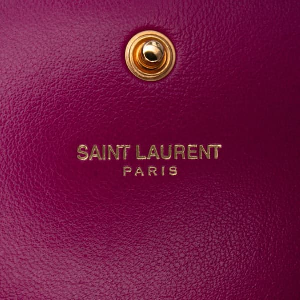 Pre-owned Saint Laurent Patent Monogram Kate Wallet on Chain Pink
