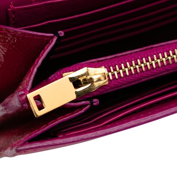 Pre-owned Saint Laurent Patent Monogram Kate Wallet on Chain Pink