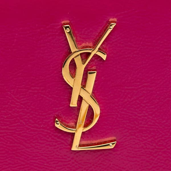Pre-owned Saint Laurent Patent Monogram Kate Wallet on Chain Pink