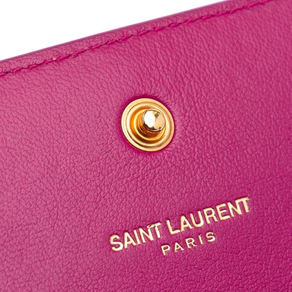 Pre-owned Saint Laurent Patent Monogram Kate Wallet on Chain Pink