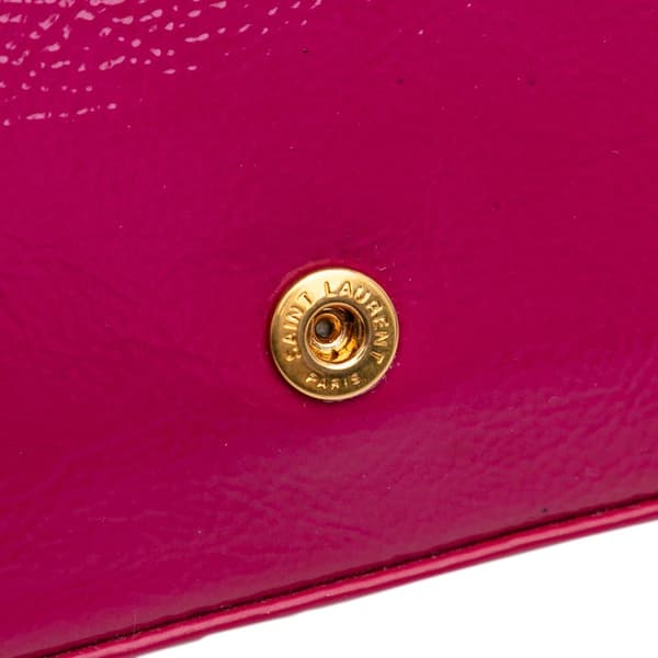 Pre-owned Saint Laurent Patent Monogram Kate Wallet on Chain Pink