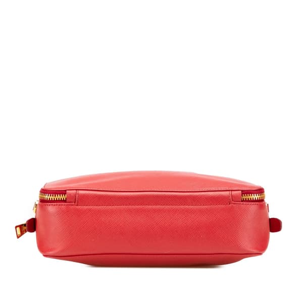 Pre-owned Prada Saffiano Double Zip Crossbody Red