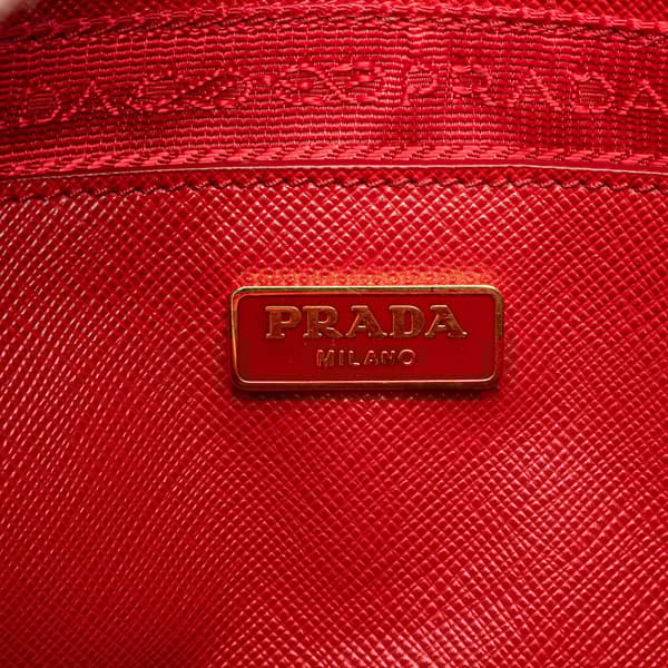 Pre-owned Prada Saffiano Double Zip Crossbody Red