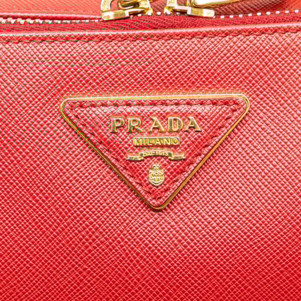 Pre-owned Prada Saffiano Double Zip Crossbody Red