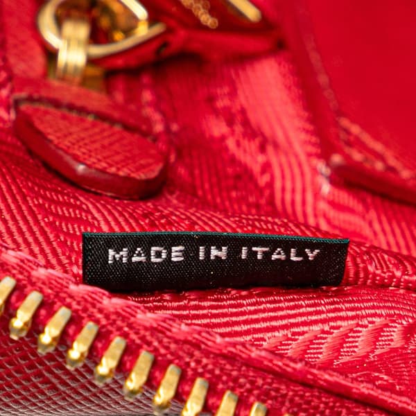 Pre-owned Prada Saffiano Double Zip Crossbody Red