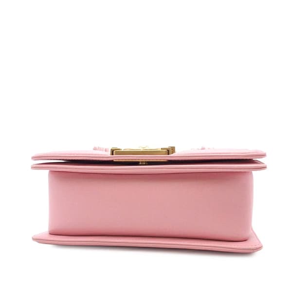 Pre-owned Chanel Small Tweed and Lambskin Boy Flap Pink