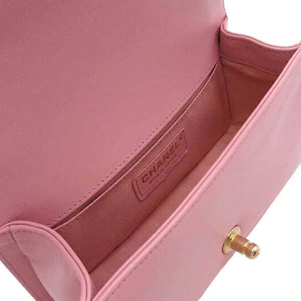 Pre-owned Chanel Small Tweed and Lambskin Boy Flap Pink