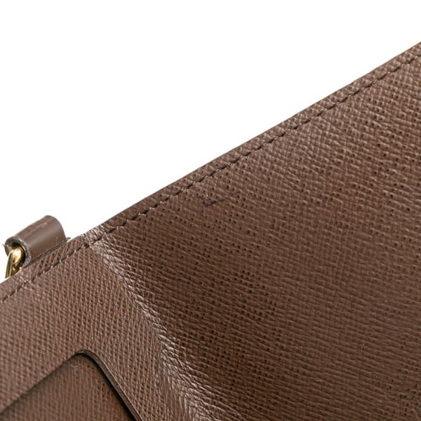 Pre-owned Louis Vuitton Damier Ebene Porte Carte ID Bandouliere Brown