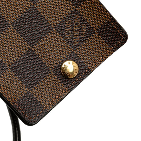 Pre-owned Louis Vuitton Damier Ebene Porte Carte ID Bandouliere Brown