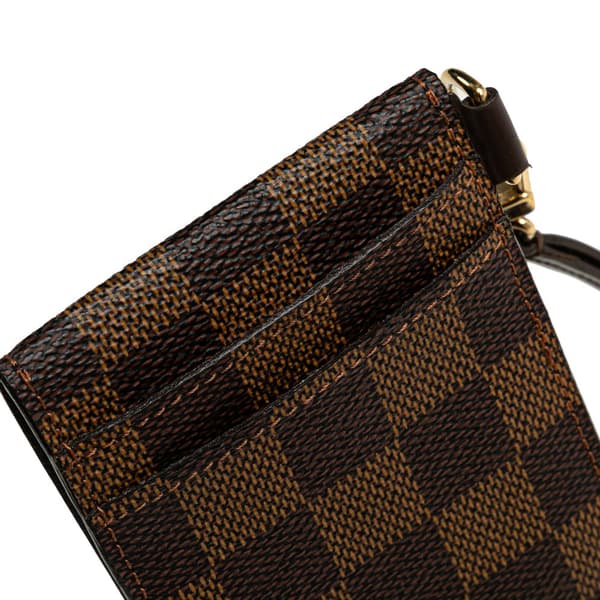 Pre-owned Louis Vuitton Damier Ebene Porte Carte ID Bandouliere Brown