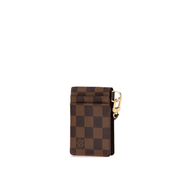 Pre-owned Louis Vuitton Damier Ebene Porte Carte ID Bandouliere Brown