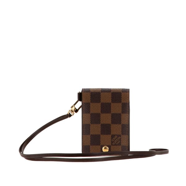 Pre-owned Louis Vuitton Damier Ebene Porte Carte ID Bandouliere Brown