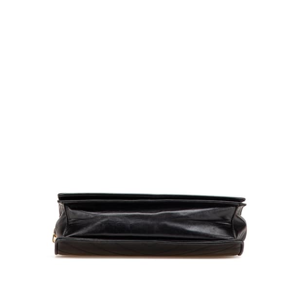 Pre-owned Yves Saint Laurent Leather Y Stitch Chain Crossbody Black