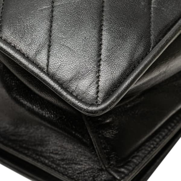 Pre-owned Yves Saint Laurent Leather Y Stitch Chain Crossbody Black