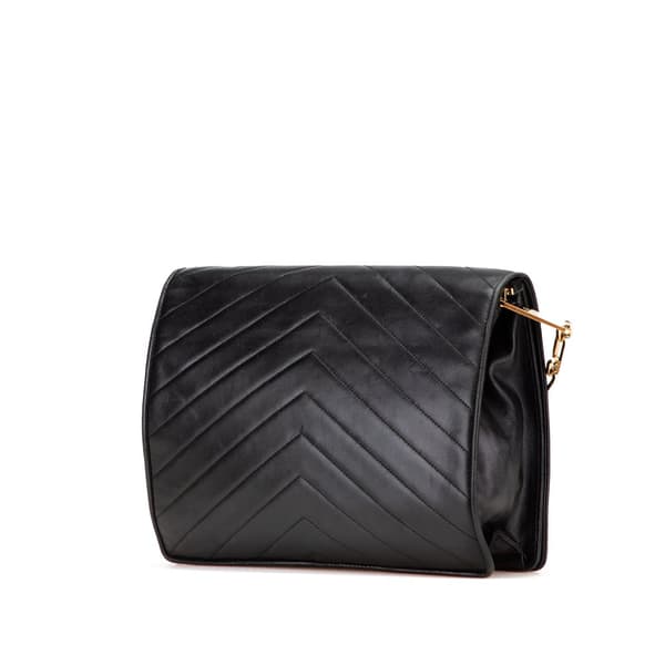 Pre-owned Yves Saint Laurent Leather Y Stitch Chain Crossbody Black