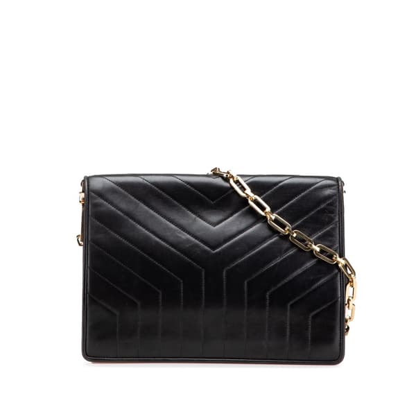 Pre-owned Yves Saint Laurent Leather Y Stitch Chain Crossbody Black