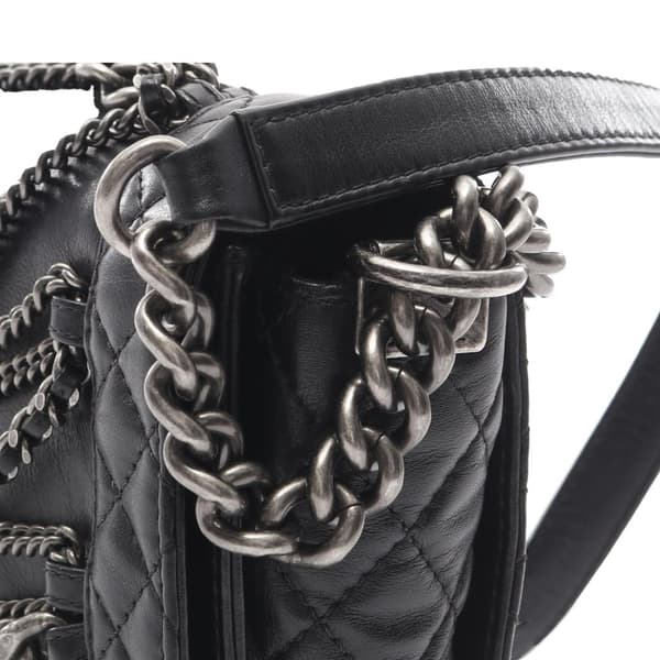 Pre-owned Chanel Medium Calfskin Enchained Boy Flap Black