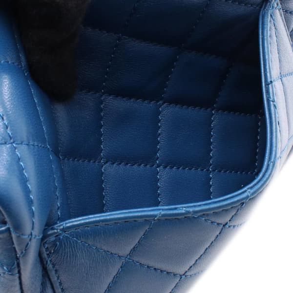 Pre-owned Chanel Mini Square Classic Lambskin Pearl Crush Single Flap Blue