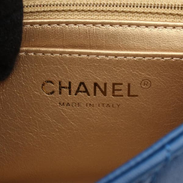 Pre-owned Chanel Mini Square Classic Lambskin Pearl Crush Single Flap Blue