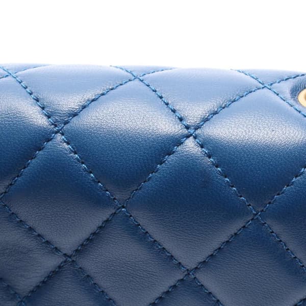 Pre-owned Chanel Mini Square Classic Lambskin Pearl Crush Single Flap Blue