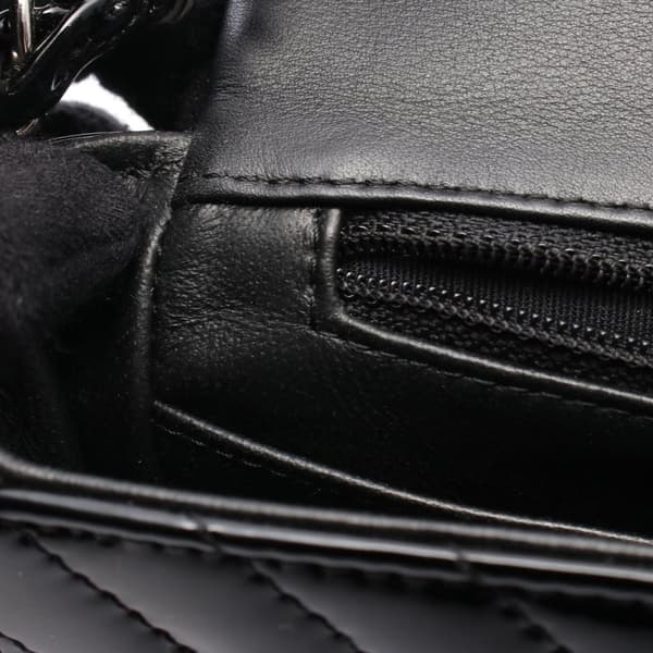 Pre-owned Chanel Mini Square Classic Chevron Patent Single Flap Black