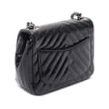 Miniatyrbild 2 av 7: Pre-owned Chanel Mini Square Classic Chevron Patent Single Flap Black