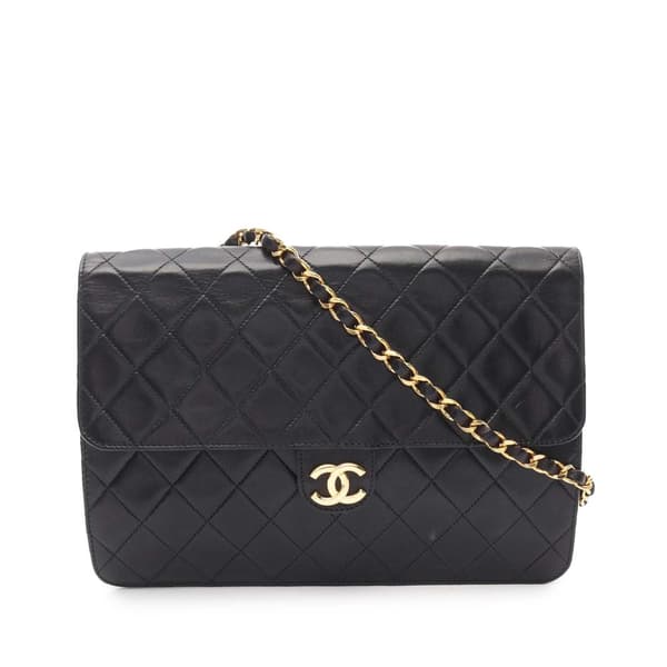 Pre-owned Chanel CC Quilted Lambskin Single Flap Black