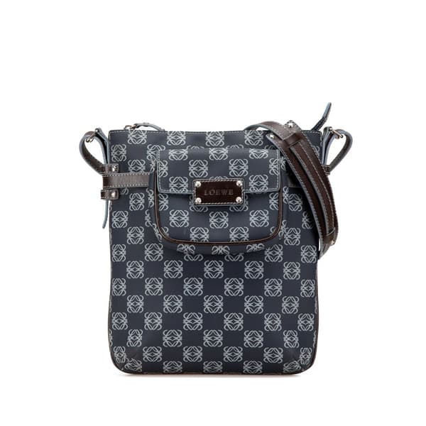 Pre-owned LOEWE Anagram Coated Canvas Crossbody Blue