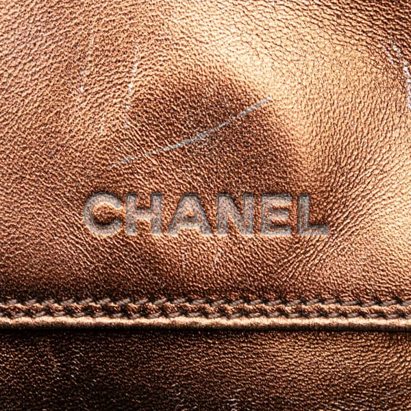 Pre-owned Chanel Metallic Lambskin Flap Crossbody Brown