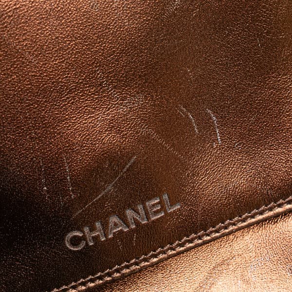 Pre-owned Chanel Metallic Lambskin Flap Crossbody Brown