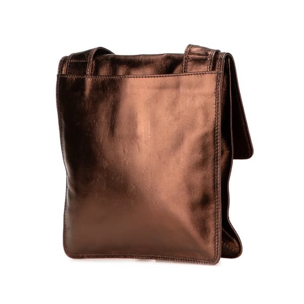 Pre-owned Chanel Metallic Lambskin Flap Crossbody Brown