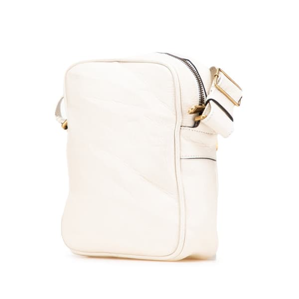Pre-owned Gucci Grained Calfskin Logo Crossbody White