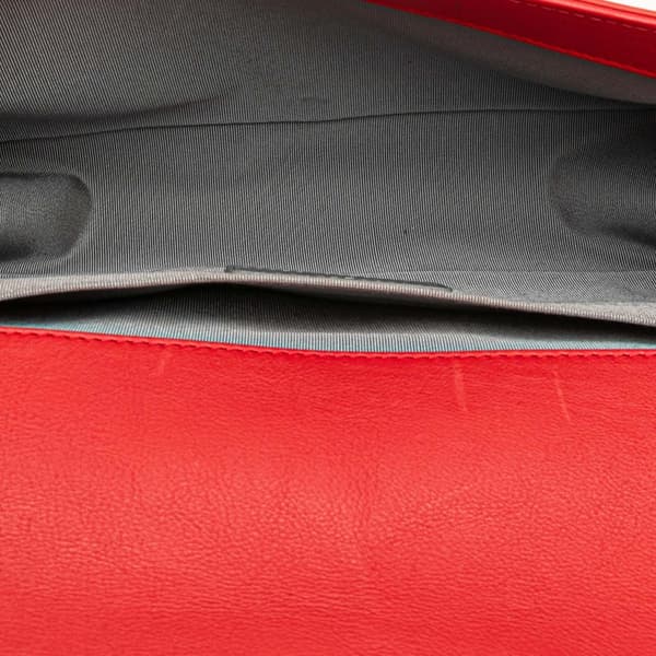 Pre-owned Chanel Old Medium Quilted Calfskin Wild Stitch Boy Flap Red