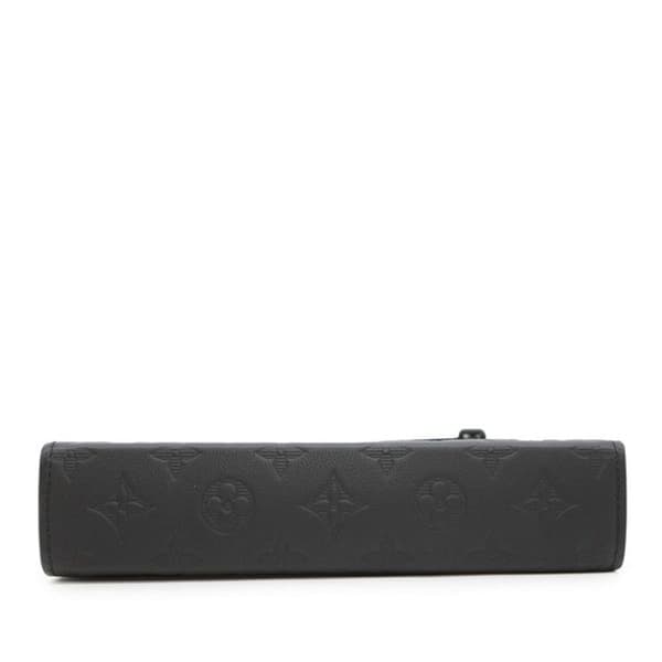 Pre-owned Louis Vuitton Monogram Shadow Gaston Wearable Wallet Black