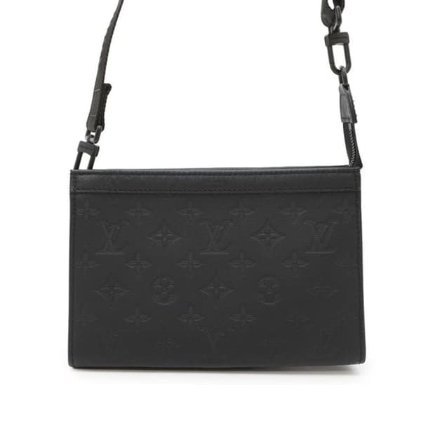 Pre-owned Louis Vuitton Monogram Shadow Gaston Wearable Wallet Black